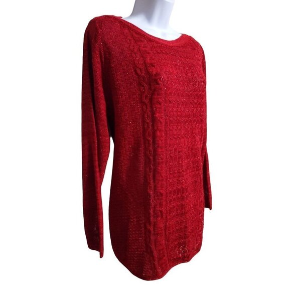 Two-One-Two New York Red long sleeve lightweight 3/4 sleeve Sweater Size XL(NWT) - Picture 3 of 10